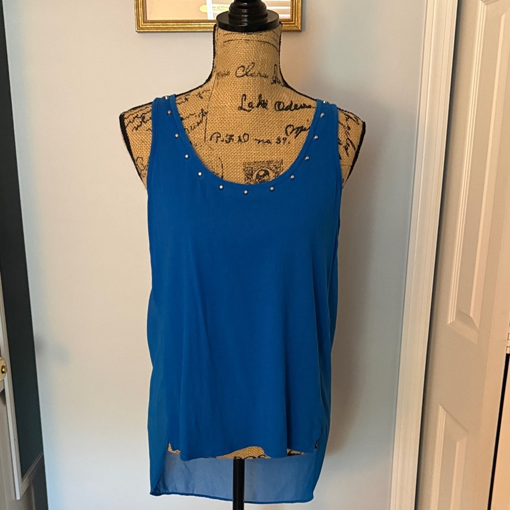 Express Royal Blue Stud-Accent Chiffon Tank